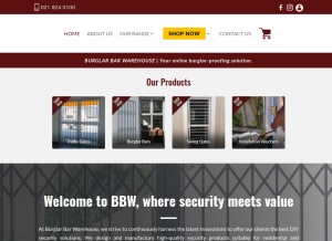 How burglarbarwarehouse.co.za looks like on a tablet such as an iPad.
