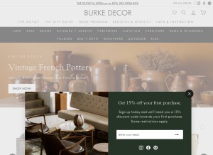 How burkedecor.com looks like on a tablet such as an iPad.