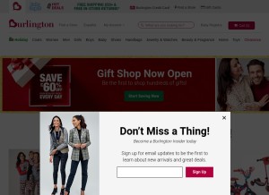 How burlington.com looks like on a tablet such as an iPad.