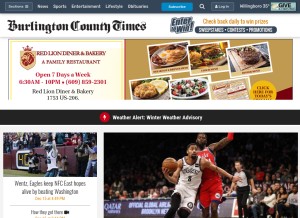 How burlingtoncountytimes.com looks like on a tablet such as an iPad.