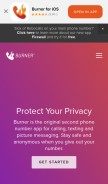 How burnerapp.com looks like on a mobile device such as an iPhone.