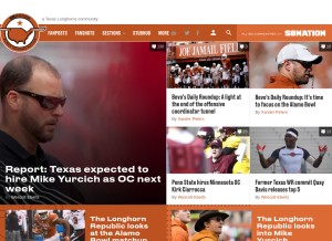 How burntorangenation.com looks like on a tablet such as an iPad.
