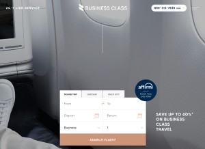 How business-class.com looks like on a tablet such as an iPad.