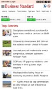 How business-standard.com looks like on a mobile device such as an iPhone.