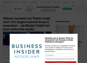 How businessinsider.nl looks like on a tablet such as an iPad.