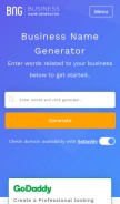 How businessnamegenerator.com looks like on a mobile device such as an iPhone.