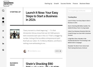 How businessnews.site looks like on a tablet such as an iPad.