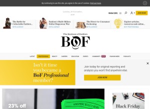 How businessoffashion.com looks like on a tablet such as an iPad.