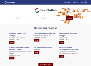 How businessworkforce.com looks like on a tablet such as an iPad.