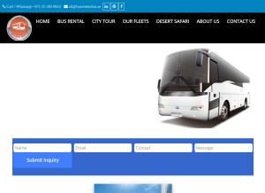 How busrentdubai.ae looks like on a tablet such as an iPad.