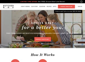 How butcherbox.com looks like on a tablet such as an iPad.
