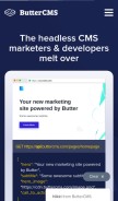 How buttercms.com looks like on a mobile device such as an iPhone.