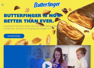 How butterfinger.com looks like on a tablet such as an iPad.
