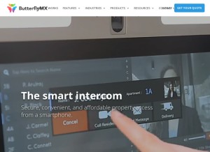 How butterflymx.com looks like on a tablet such as an iPad.
