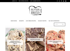 How butterwithasideofbread.com looks like on a tablet such as an iPad.