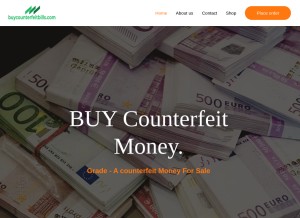 How buycounterfeitbills.com looks like on a tablet such as an iPad.