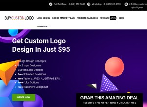 How buycustomlogo.com looks like on a tablet such as an iPad.