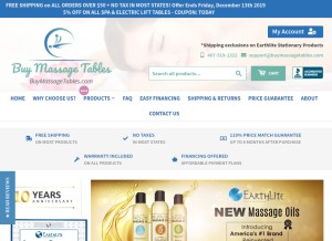 How buymassagetables.com looks like on a tablet such as an iPad.