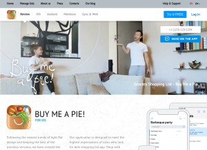 How buymeapie.com looks like on a tablet such as an iPad.