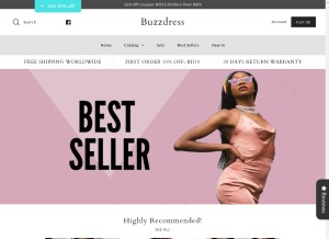 How buzzdress.com looks like on a tablet such as an iPad.