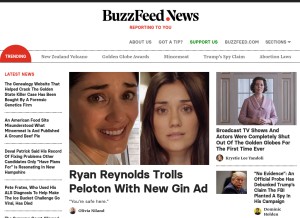 How buzzfeednews.com looks like on a tablet such as an iPad.