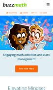 How buzzmath.com looks like on a mobile device such as an iPhone.