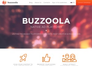 How buzzoola.com looks like on a tablet such as an iPad.