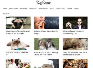 How buzzsharer.com looks like on a tablet such as an iPad.