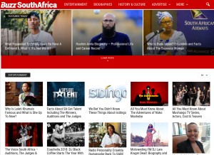 How buzzsouthafrica.com looks like on a tablet such as an iPad.