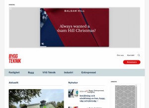 How byggteknik.org looks like on a tablet such as an iPad.