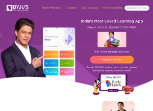 How byjus.com looks like on a tablet such as an iPad.