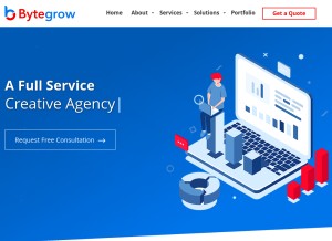 How bytegrow.com looks like on a tablet such as an iPad.