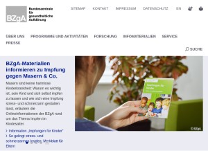 How bzga.de looks like on a tablet such as an iPad.