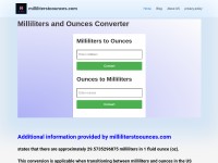 Desktop screenshot for milliliterstoounces.com