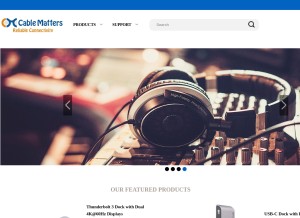 How cablematters.com looks like on a tablet such as an iPad.