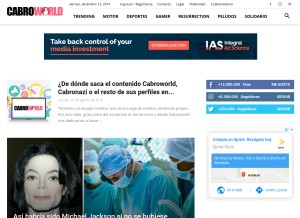 How cabroworld.com looks like on a tablet such as an iPad.