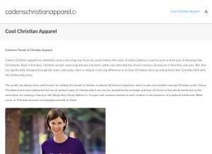 How cadenschristianapparel.com looks like on a tablet such as an iPad.