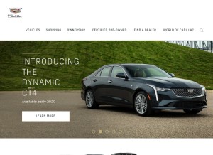 How cadillac.com looks like on a tablet such as an iPad.