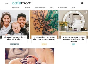 How cafemom.com looks like on a tablet such as an iPad.