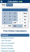 How calculator.net looks like on a mobile device such as an iPhone.