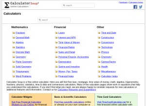 How calculatorsoup.com looks like on a tablet such as an iPad.