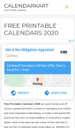 How calendarkart.com looks like on a mobile device such as an iPhone.