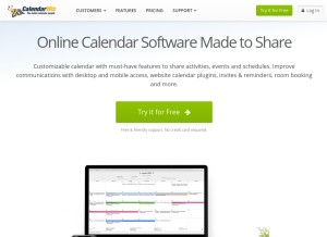 How calendarwiz.com looks like on a tablet such as an iPad.