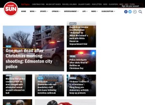 How calgarysun.com looks like on a tablet such as an iPad.
