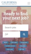 How californiajobdepartment.com looks like on a mobile device such as an iPhone.