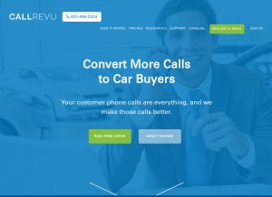 How callrevu.com looks like on a tablet such as an iPad.