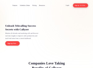 How callyzer.co looks like on a tablet such as an iPad.