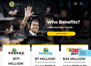 How calottery.com looks like on a tablet such as an iPad.