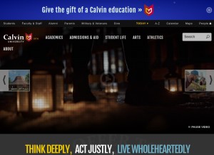 How calvin.edu looks like on a tablet such as an iPad.