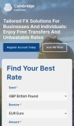 How cambridgecurrencies.com looks like on a mobile device such as an iPhone.